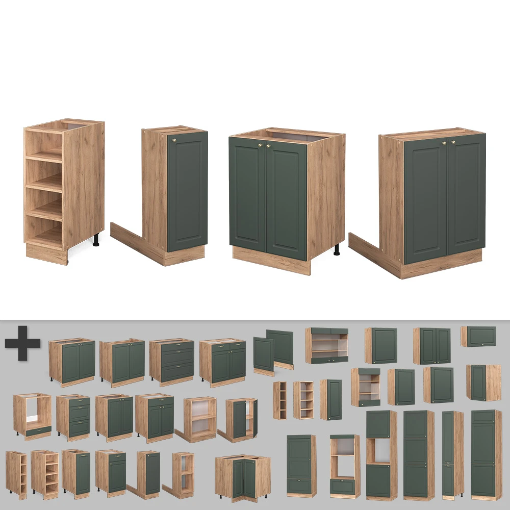 Kücheninsel "Fame-Line" Grün-Gold Landhaus/Goldkraft Eiche 90 Cm Ohne Arbeitsplatte Vicco 8 Kücheninsel "Fame-Line" Grün-Gold Landhaus/Goldkraft Eiche 90 Cm Ohne Arbeitsplatte Vicco – Bild 6