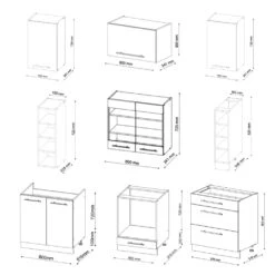 Küchenzeile "Fame-Line" Weiß Landhaus/Weiß 235 Cm Ohne Arbeitsplatte Vicco -Vicco 20234201 m5103 03 ol