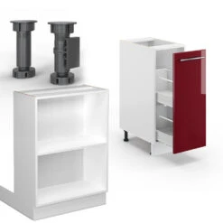 Kücheninsel "Fame-Line" Bordeaux Hochglanz/Weiß 90 Cm Mit Schublade, Ohne Arbeitsplatte Vicco -Vicco 20235001 m5067 05 ol