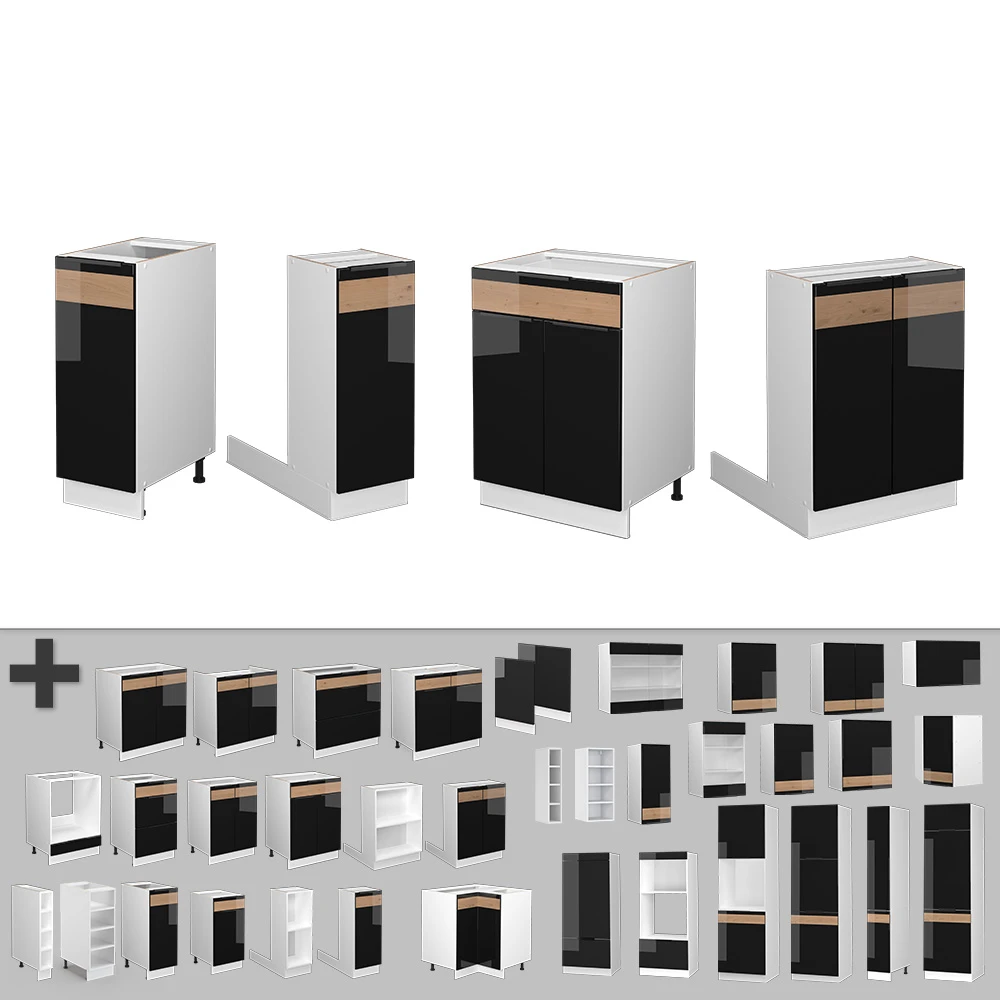 Kücheninsel "Fame-Line" Schwarz-Eiche Hochglanz/Weiß 90 Cm Ohne Arbeitsplatte Vicco 9 Kücheninsel "Fame-Line" Schwarz-Eiche Hochglanz/Weiß 90 Cm Ohne Arbeitsplatte Vicco – Bild 7