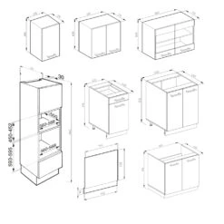 Küchenzeile "R-Line" Weiß Hochglanz/Goldkraft Eiche 300 Cm Mit Hochschrank, Ohne Arbeitsplatte Vicco -Vicco 20235801 m4543 03 ol