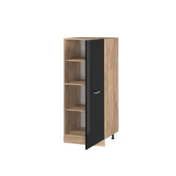 Vicco Herdumbauschrank "R-Line", Schwarz Hochglanz/Goldkraft Eiche, 60 Cm -Vicco 20240119 mm254 voll sol gk shgl 07 ol