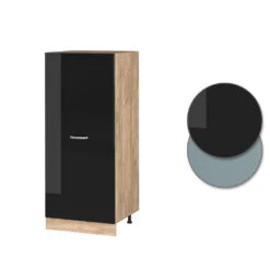 Vicco Herdumbauschrank "R-Line", Schwarz Hochglanz/Goldkraft Eiche, 60 Cm -Vicco 20240119 mm254 voll sol gk shgl 09 ol