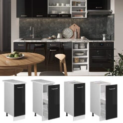 Vicco Apothekerschrank "R-Line", Schwarz Hochglanz/Weiß, 30 Cm Ohne Arbeitsplatte -Vicco 20240119 mm262 sol w shgl 02 ol