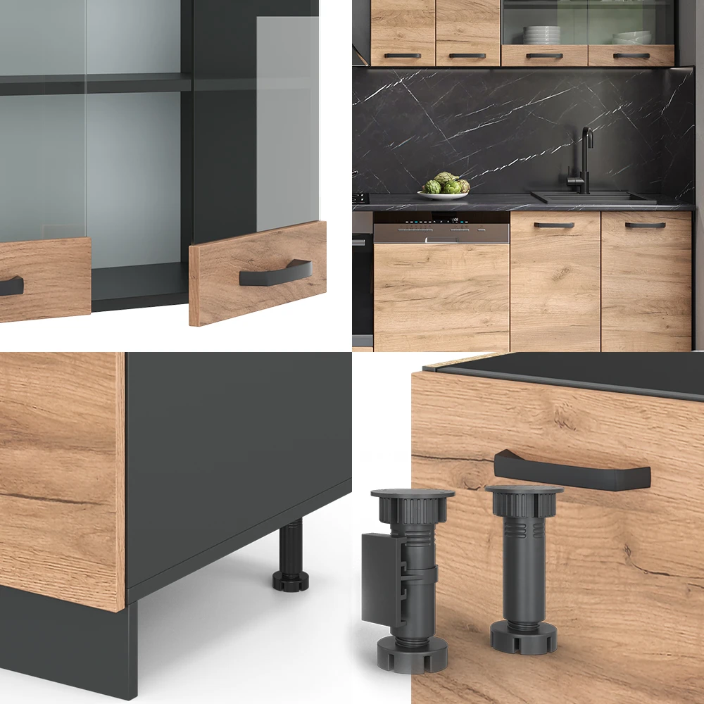 Küchenzeile "R-Line" Goldkraft Eiche/Anthrazit 300 Cm Ohne Arbeitsplatte Vicco 7 Küchenzeile "R-Line" Goldkraft Eiche/Anthrazit 300 Cm Ohne Arbeitsplatte Vicco – Bild 5