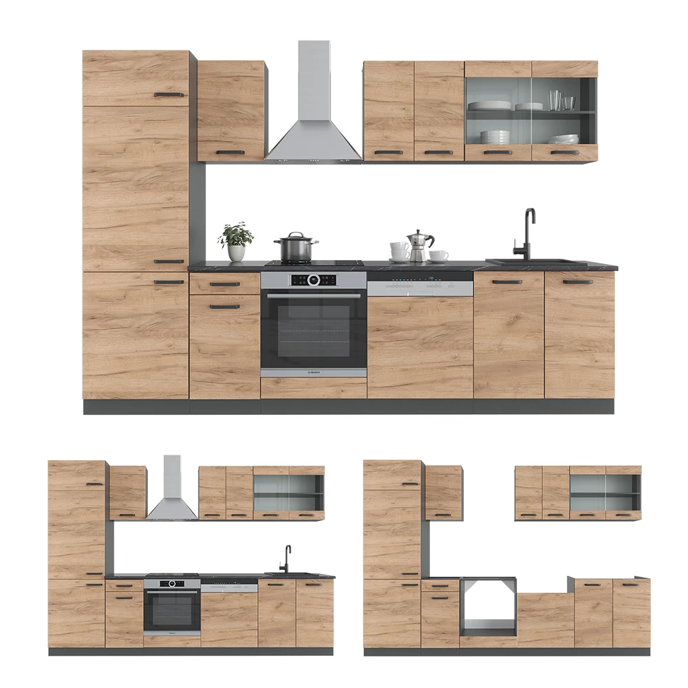 Küchenzeile "R-Line" Goldkraft Eiche/Anthrazit 300 Cm Ohne Arbeitsplatte Vicco 9 Küchenzeile "R-Line" Goldkraft Eiche/Anthrazit 300 Cm Ohne Arbeitsplatte Vicco – Bild 7