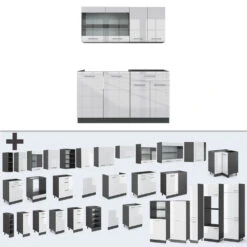 Singleküche "R-Line" Weiß Hochglanz/Anthrazit 140 Cm Ohne Arbeitsplatte Vicco 15 Singleküche "R-Line" Weiß Hochglanz/Anthrazit 140 Cm Ohne Arbeitsplatte Vicco -Vicco 20240124 m3822 06 ol