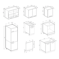Küchenzeile "R-Line" Weiß Landhaus/Anthrazit 300 Cm Ohne Arbeitsplatte Vicco -Vicco 20240125 m4247 03 ol