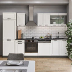 Küchenzeile "R-Line" Weiß Landhaus/Anthrazit 300 Cm Ohne Arbeitsplatte Vicco -Vicco 20240125 m4247 04 ol