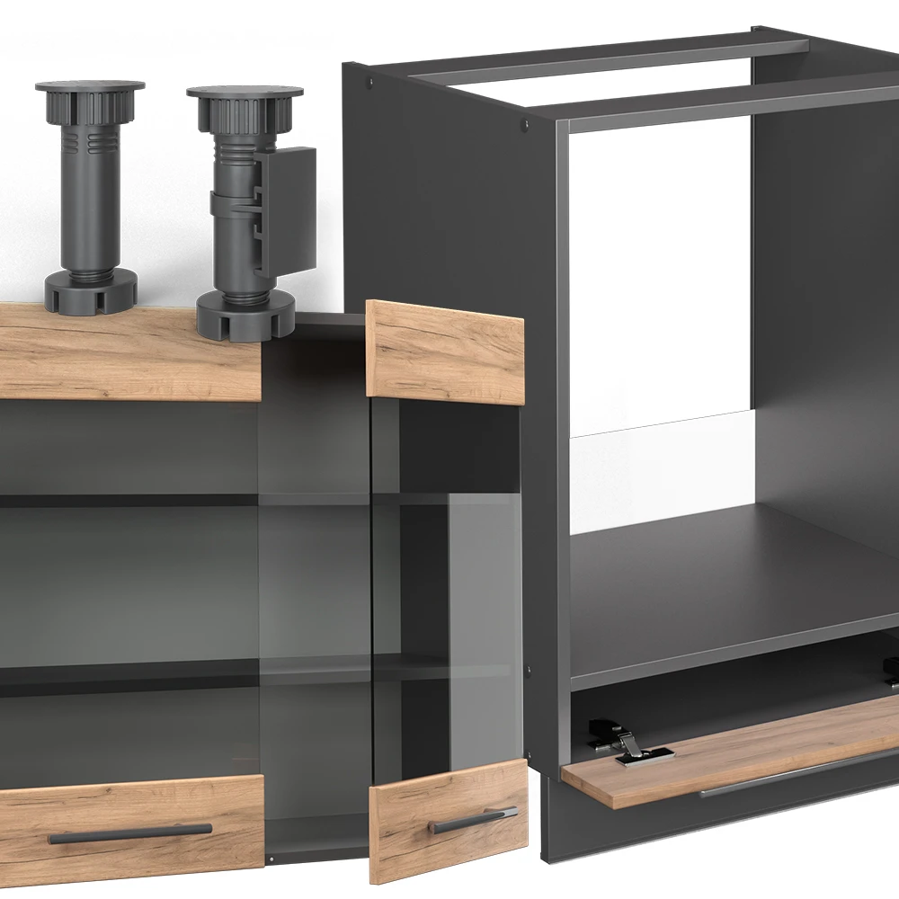 Eckküche "Fame-Line" Goldkraft Eiche/Anthrazit 227 X 287 Cm Ohne Arbeitsplatte Vicco 7 Eckküche "Fame-Line" Goldkraft Eiche/Anthrazit 227 X 287 Cm Ohne Arbeitsplatte Vicco – Bild 5