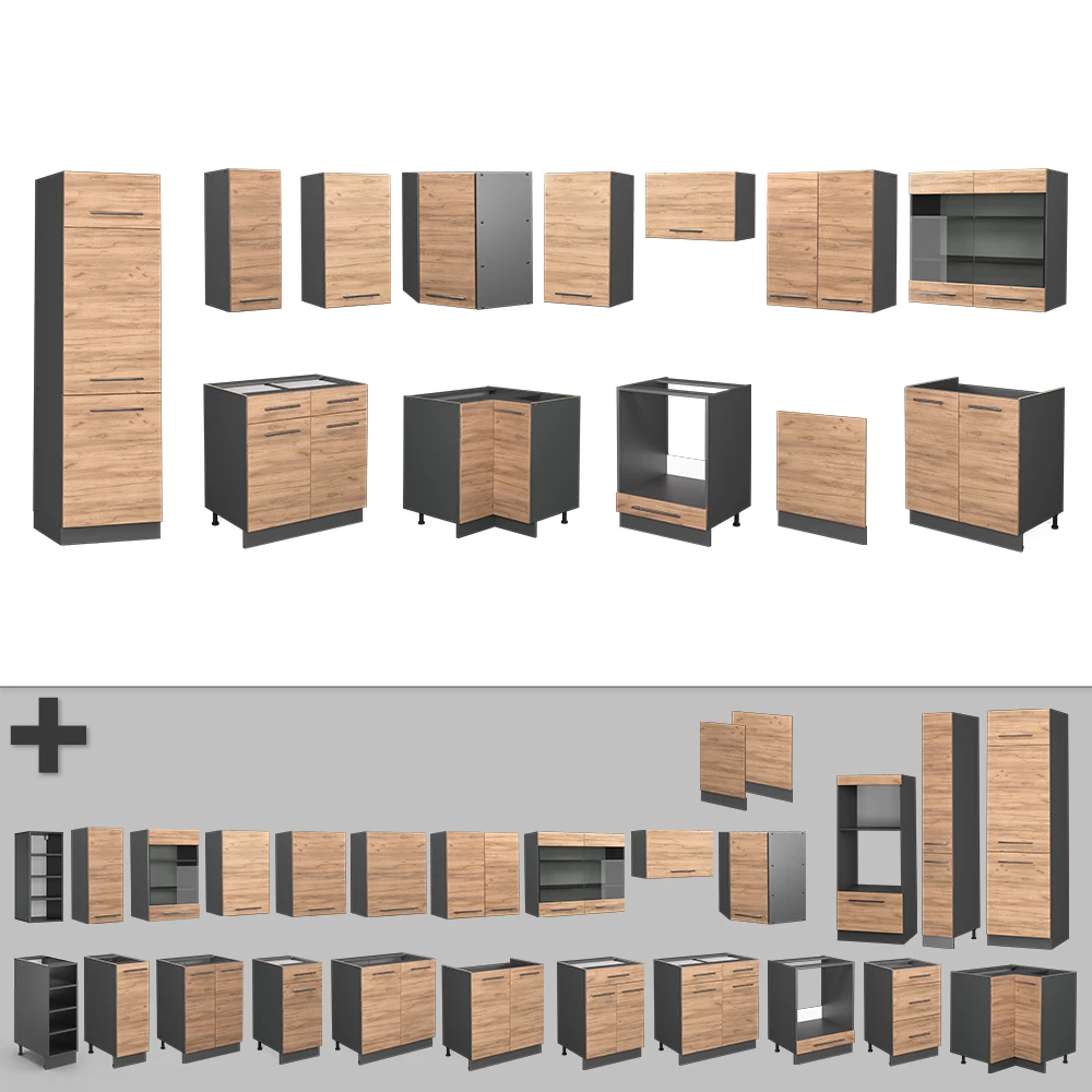 Eckküche "Fame-Line" Goldkraft Eiche/Anthrazit 227 X 287 Cm Ohne Arbeitsplatte Vicco 8 Eckküche "Fame-Line" Goldkraft Eiche/Anthrazit 227 X 287 Cm Ohne Arbeitsplatte Vicco – Bild 6