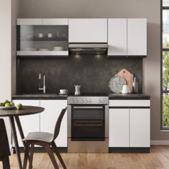Küchenzeile "R-Line" Weiß/Anthrazit 200 Cm J-Shape Vicco -Vicco 20240125 m5310 04 ol