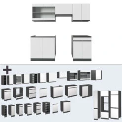 Küchenzeile "R-Line" Weiß/Anthrazit 200 Cm J-Shape Vicco -Vicco 20240125 m5310 06 ol