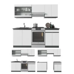 Küchenzeile "R-Line" Weiß/Anthrazit 200 Cm J-Shape Vicco -Vicco 20240125 m5310 07 ol