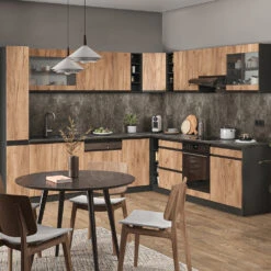 Eckküche "R-Line" Goldkraft Eiche/Anthrazit 257 X 277 Cm J-Shape Vicco -Vicco 20240125 m5320 04 ol