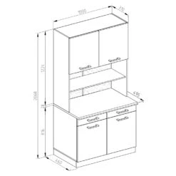 Küchenblock "R-Line" Weiß Hochglanz 100 Cm Mit Arbeitsplatte Vicco -Vicco 20240125 m5474 03 ol