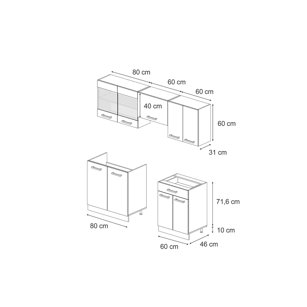 Vicco Küchenzeile "R-Line", Schwarz Hochglanz/Anthrazit, 200 Cm Ohne Arbeitsplatte 5 Vicco Küchenzeile "R-Line", Schwarz Hochglanz/Anthrazit, 200 Cm Ohne Arbeitsplatte – Bild 3