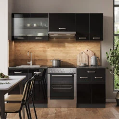 Vicco Küchenzeile "R-Line", Schwarz Hochglanz/Anthrazit, 200 Cm Ohne Arbeitsplatte 11 Vicco Küchenzeile "R-Line", Schwarz Hochglanz/Anthrazit, 200 Cm Ohne Arbeitsplatte -Vicco 20240125 m6088 04 ol