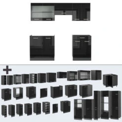 Vicco Küchenzeile "R-Line", Schwarz Hochglanz/Anthrazit, 200 Cm Ohne Arbeitsplatte 13 Vicco Küchenzeile "R-Line", Schwarz Hochglanz/Anthrazit, 200 Cm Ohne Arbeitsplatte -Vicco 20240125 m6088 06 ol