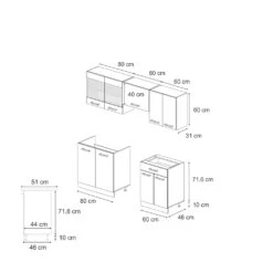 Vicco Küchenzeile "R-Line", Schwarz Hochglanz/Weiß, 200 Cm Ohne Arbeitsplatte -Vicco 20240125 m6114 03 ol