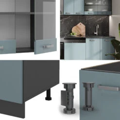 Vicco Küchenzeile "R-Line", Blau-Grau/Anthrazit, 300 Cm Ohne Arbeitsplatte -Vicco 20240125 m6170 05 ol