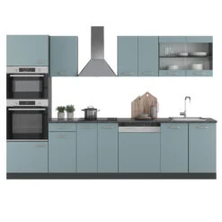 Vicco Küchenzeile "R-Line", Blau-Grau/Anthrazit, 300 Cm Mit Hochschrank, Ohne Arbeitsplatte -Vicco 20240125 m6171 07 ol
