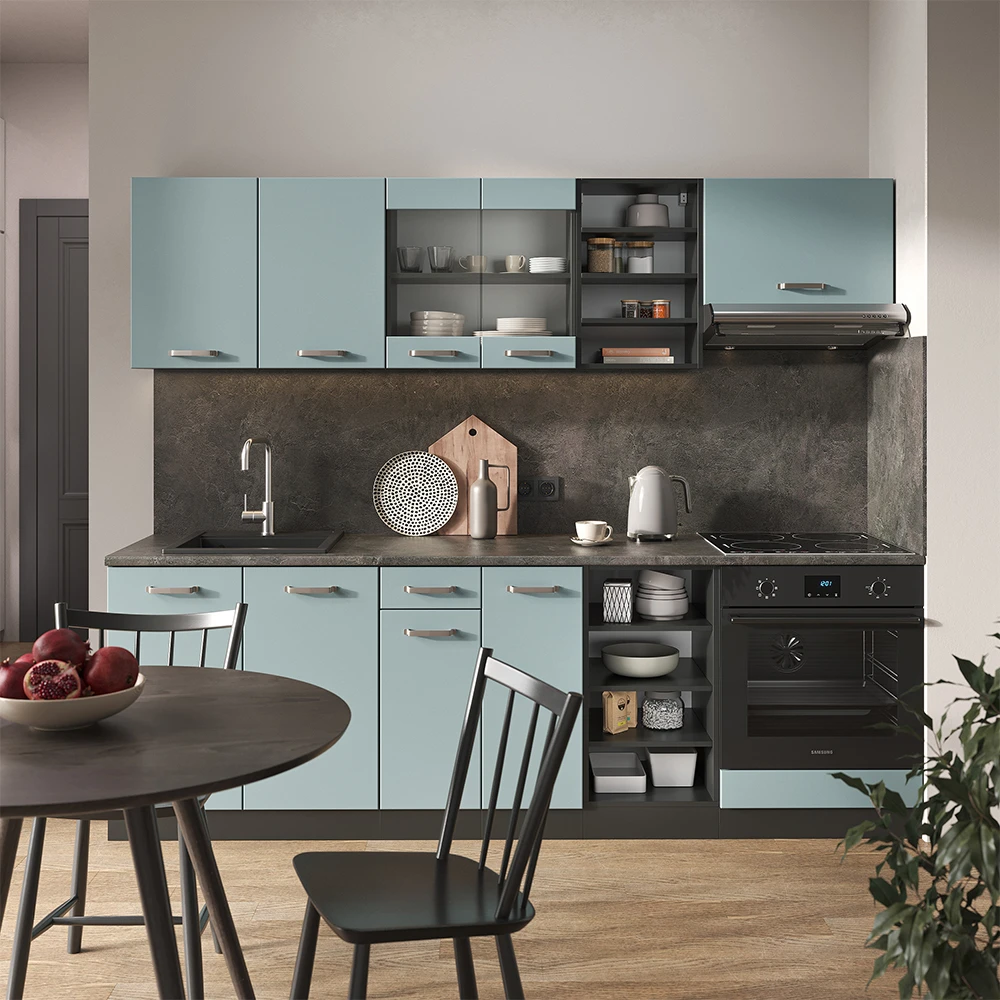 Vicco Küchenzeile "R-Line", Blau-Grau/Anthrazit, 240 Cm Ohne Arbeitsplatte 6 Vicco Küchenzeile "R-Line", Blau-Grau/Anthrazit, 240 Cm Ohne Arbeitsplatte – Bild 4