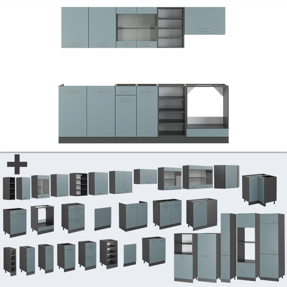 Vicco Küchenzeile "R-Line", Blau-Grau/Anthrazit, 240 Cm Ohne Arbeitsplatte 8 Vicco Küchenzeile "R-Line", Blau-Grau/Anthrazit, 240 Cm Ohne Arbeitsplatte – Bild 6