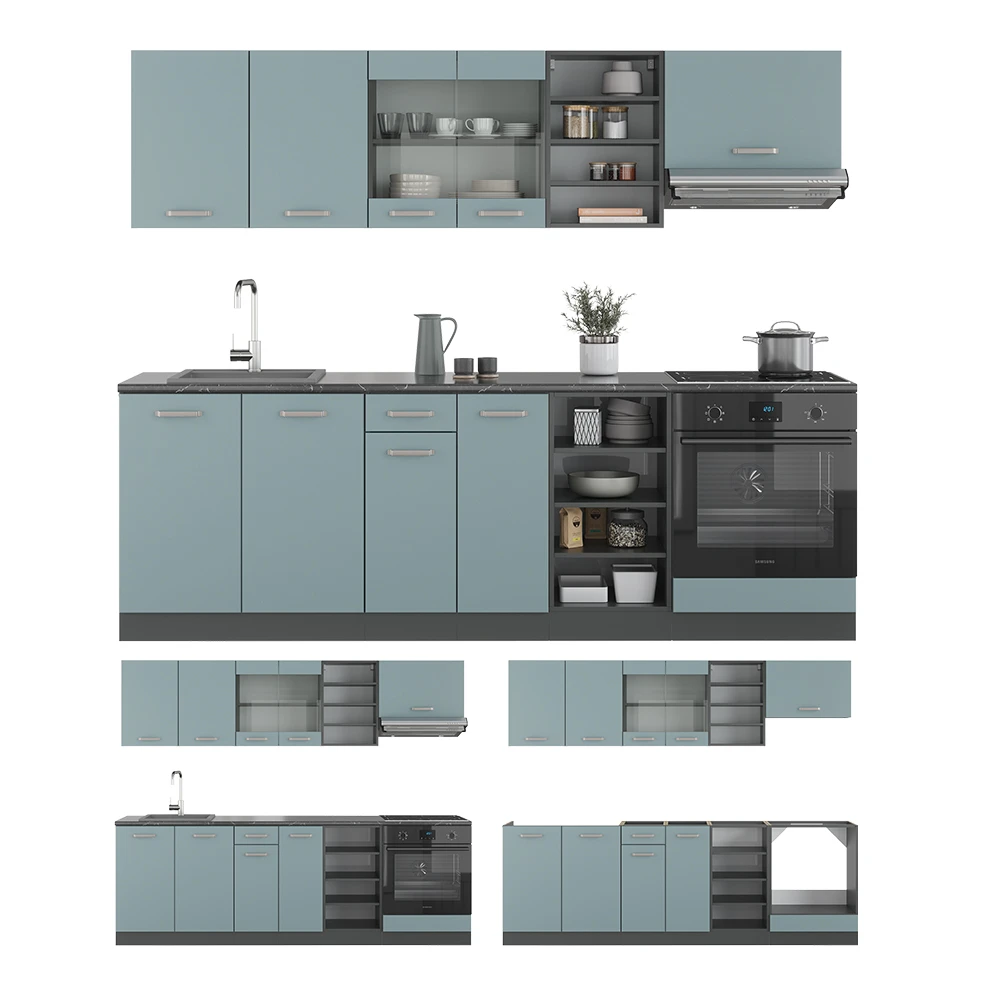 Vicco Küchenzeile "R-Line", Blau-Grau/Anthrazit, 240 Cm Ohne Arbeitsplatte 9 Vicco Küchenzeile "R-Line", Blau-Grau/Anthrazit, 240 Cm Ohne Arbeitsplatte – Bild 7
