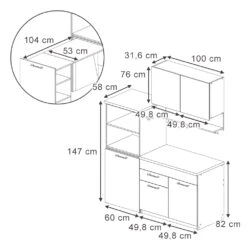 Singleküche "Egbert" Anthrazit/Artisan-Eiche 160 Cm Mit Ausziehbarem Tisch Vicco -Vicco 20240125 m6213 03 ol