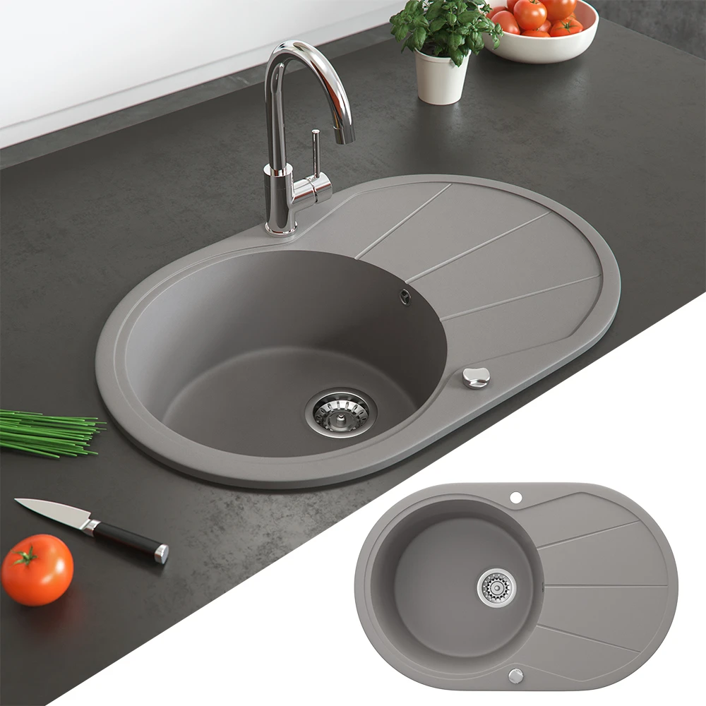 Spülbecken Beton 78 X 50 Cm Rund Mit Trockenplatz Bergström 4 Spülbecken Beton 78 X 50 Cm Rund Mit Trockenplatz Bergström – Bild 2