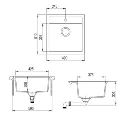 Spülbecken "Tesa" Beige 50 X 49 Cm Bergström -Vicco bs152 03 ol