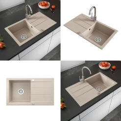 Spülbecken Beige 75 X 43 Cm Mit Trockenplatz Bergström 17 Spülbecken Beige 75 X 43 Cm Mit Trockenplatz Bergström -Vicco bs165 08 ol