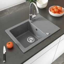 Spülbecken Grau 59 X 50 Cm Mit Trockenplatz Bergström -Vicco bs170 04 ol