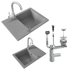 Spülbecken Grau 59 X 50 Cm Mit Trockenplatz Bergström -Vicco bs170 07 ol