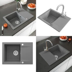 Spülbecken Grau 59 X 50 Cm Mit Trockenplatz Bergström -Vicco bs170 08 ol