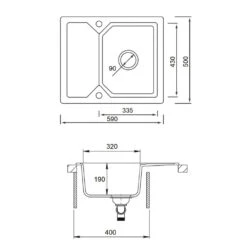 Spülbecken "ROX" Grau 59 X 50 Cm Mit Trockenplatz Bergström 11 Spülbecken "ROX" Grau 59 X 50 Cm Mit Trockenplatz Bergström -Vicco bs180 03 ol