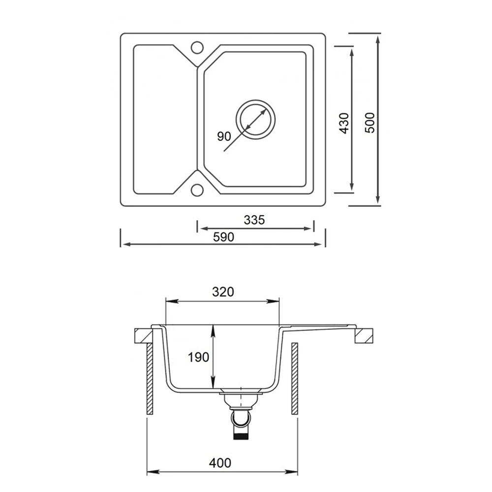 Spülbecken "ROX" Grau 59 X 50 Cm Mit Trockenplatz Bergström 5 Spülbecken "ROX" Grau 59 X 50 Cm Mit Trockenplatz Bergström – Bild 3