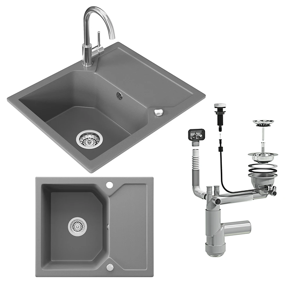 Spülbecken "ROX" Grau 59 X 50 Cm Mit Trockenplatz Bergström 9 Spülbecken "ROX" Grau 59 X 50 Cm Mit Trockenplatz Bergström – Bild 7