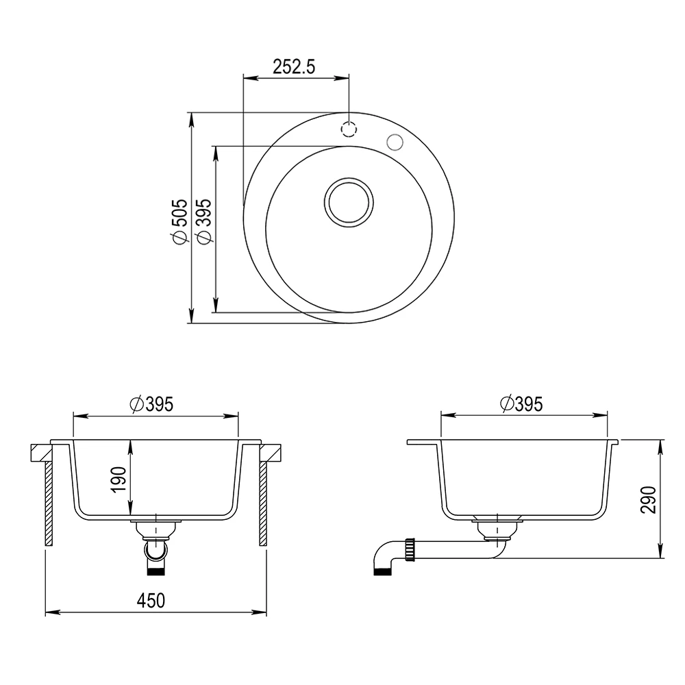 Spülbecken "Valencia" Weiß 50.5 X 51 Cm Rund Bergström 5 Spülbecken "Valencia" Weiß 50.5 X 51 Cm Rund Bergström – Bild 3