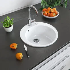 Spülbecken "Valencia" Weiß 50.5 X 51 Cm Rund Bergström 12 Spülbecken "Valencia" Weiß 50.5 X 51 Cm Rund Bergström -Vicco bs187 04 ol