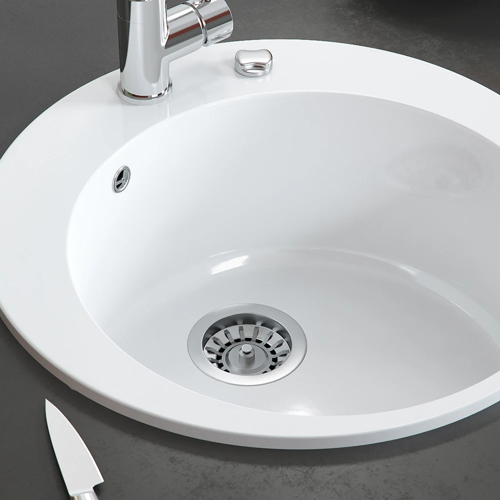 Spülbecken "Valencia" Weiß 50.5 X 51 Cm Rund Bergström 7 Spülbecken "Valencia" Weiß 50.5 X 51 Cm Rund Bergström – Bild 5