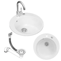 Spülbecken "Valencia" Weiß 50.5 X 51 Cm Rund Bergström 15 Spülbecken "Valencia" Weiß 50.5 X 51 Cm Rund Bergström -Vicco bs187 07 ol