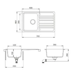 Spülbecken "Valencia" Weiß 76 X 46 Cm Mit Trockenplatz Bergström -Vicco bs189 03 ol