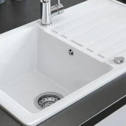 Spülbecken "Valencia" Weiß 76 X 46 Cm Mit Trockenplatz Bergström -Vicco bs189 05 ol