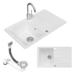 Spülbecken "Valencia" Weiß 76 X 46 Cm Mit Trockenplatz Bergström -Vicco bs189 07 ol