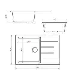 Bergström Spülbecken "M161", Schwarz, 21.8 X 75 Cm -Vicco bs196 03 ol