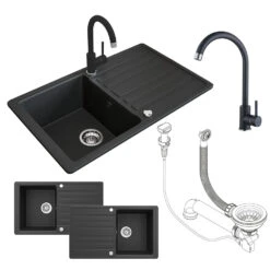 Spülbecken 77 X 46 Cm Schwarz Bergström -Vicco bs200 07 ol