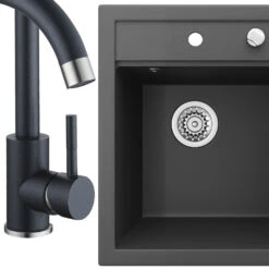 Spülbecken 49 X 50 Cm Schwarz Bergström -Vicco bs201 06 ol