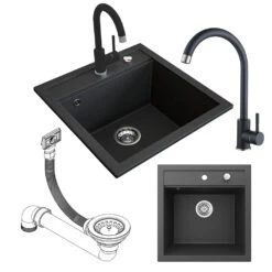 Spülbecken 49 X 50 Cm Schwarz Bergström -Vicco bs201 07 ol